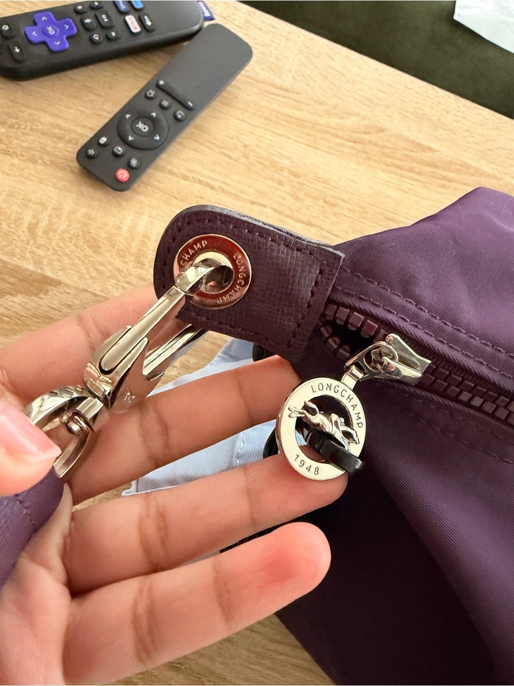 Longchamp Crossbody Le Pliage Nylon Bag - Plum - Picture 3 of 8